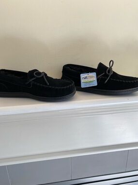 NEW My Slippers Men’s Genuine Leather Upper Comfort Memory Foam moccasins size 8